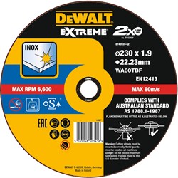 Диск абразивный DeWalt EXTREME 230*1.9*22,2 металл DT 43939-QZ - фото 6434