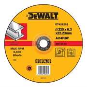 Диск абразивный DeWalt INDUSTRIAL 230*6,3*22,2 металл DT 42620Z-QZ